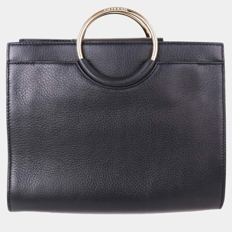 Pre Owned Charriol Black/Light Brown Leather Forever Handbag