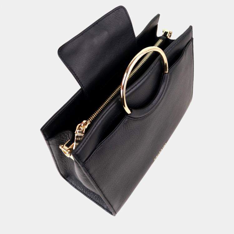 Pre Owned Charriol Black/Light Brown Leather Forever Handbag