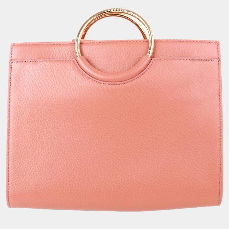 Pre Owned Charriol Light Brown/Off White Leather Forever Handbag