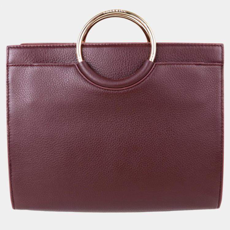 Pre Owned Charriol Chocolate/Off White Leather Forever Handbag