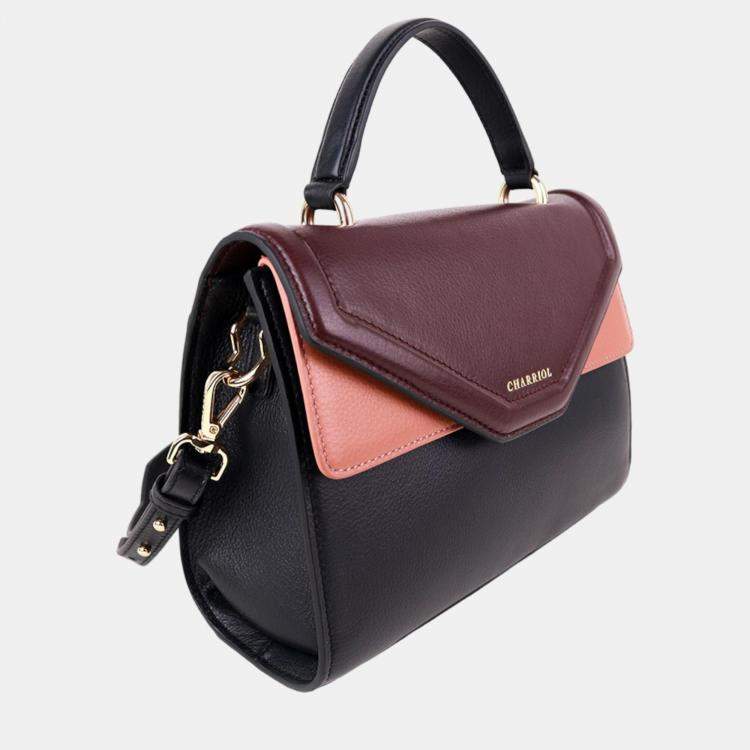 Pre Owned Charriol Black/Light Brown Leather Forever Handbag