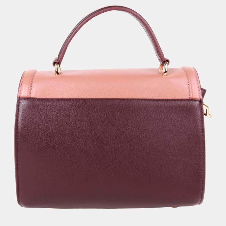 Pre Owned Charriol Chocolate/Off White Leather Forever Handbag
