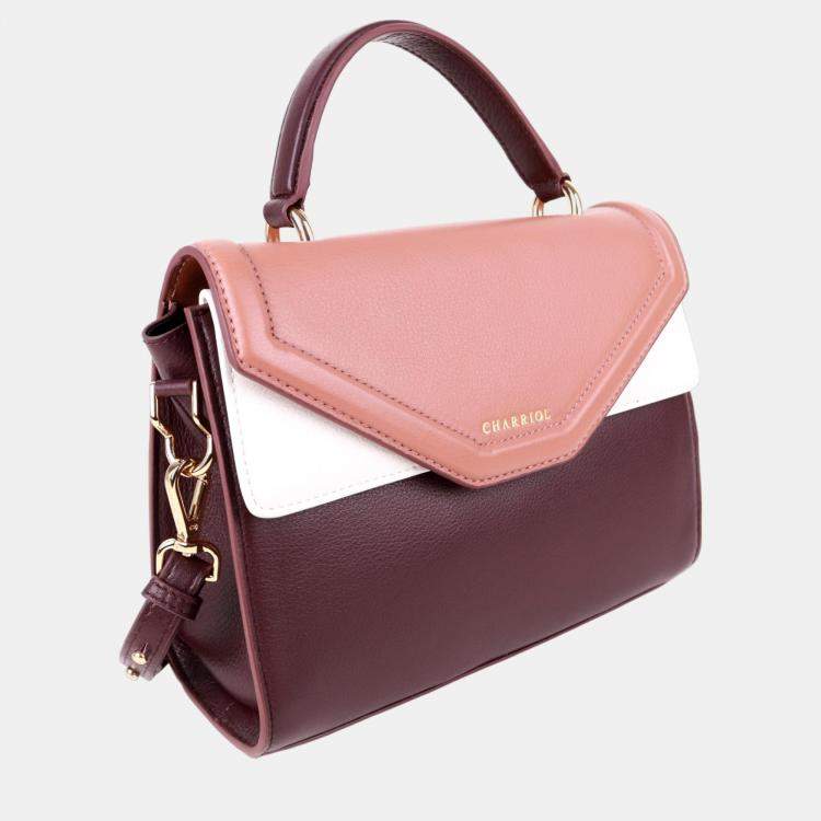 Pre Owned Charriol Chocolate/Off White Leather Forever Handbag