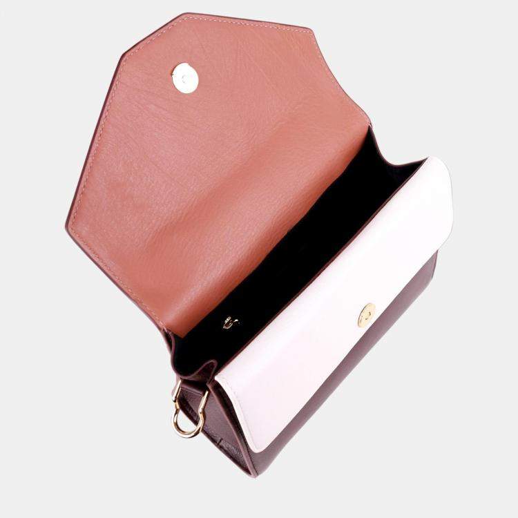 Pre Owned Charriol Chocolate/Off White Leather Forever Handbag