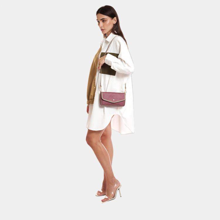 Pre Owned Charriol Bordeaux & Grey Leather CALYPSO Crossbody