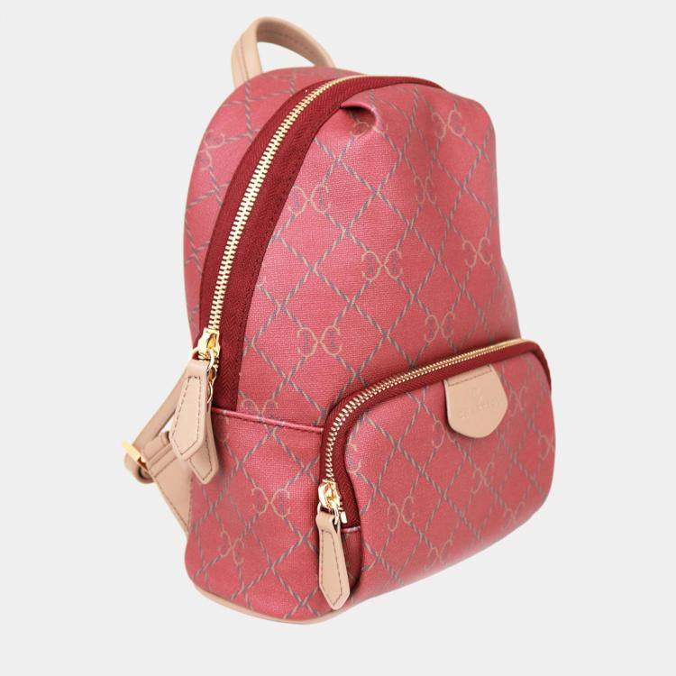 Pre Owned Charriol Bordeaux & Grey Leather  Back Pack