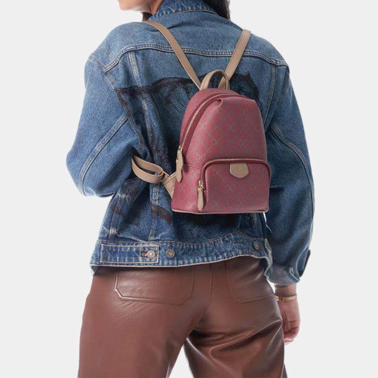Pre Owned Charriol Bordeaux & Grey Leather  Back Pack