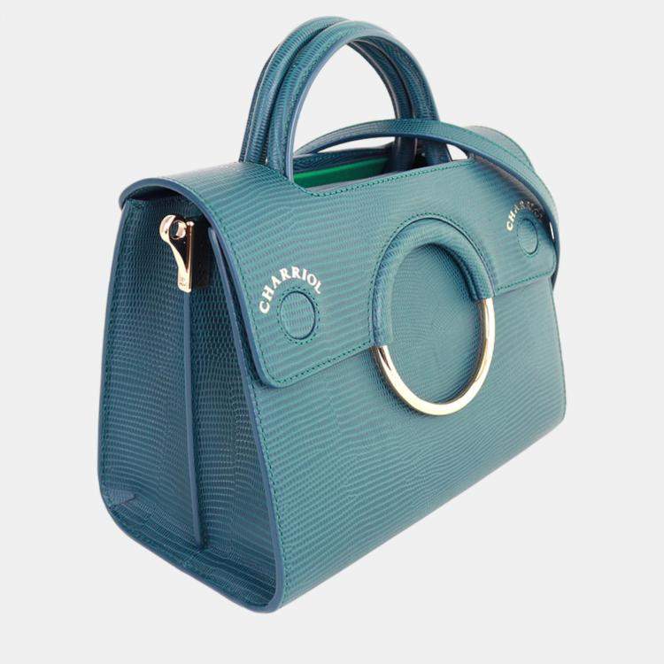 Pre Owned Charriol Green Leather Chameleon Handbag