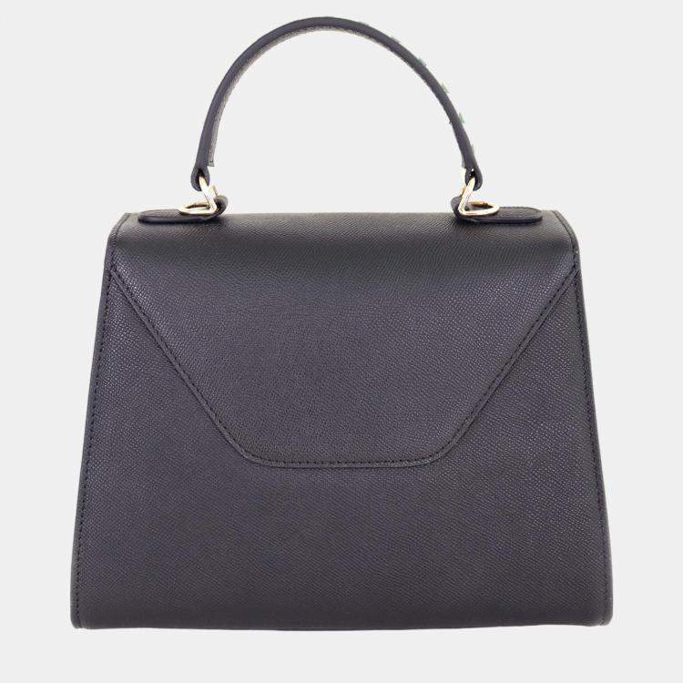 Pre Owned Charriol Black & Dark Green Leather LE REVE Handbag