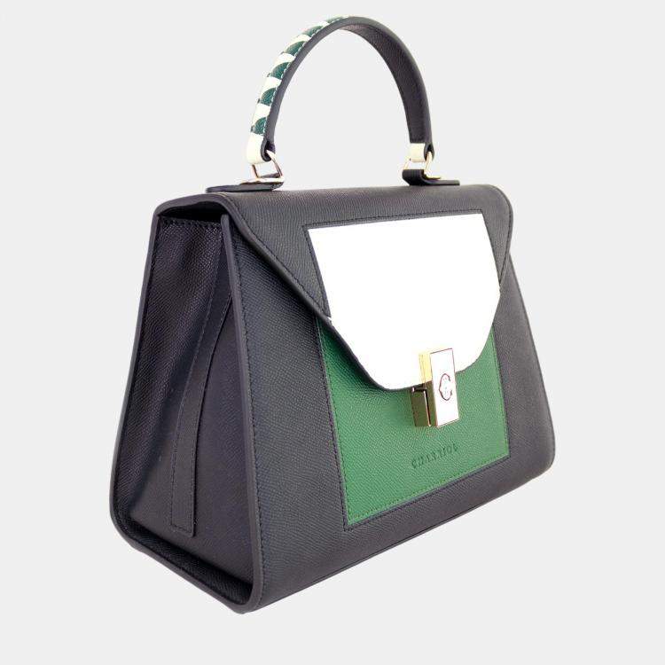 Pre Owned Charriol Black & Dark Green Leather LE REVE Handbag