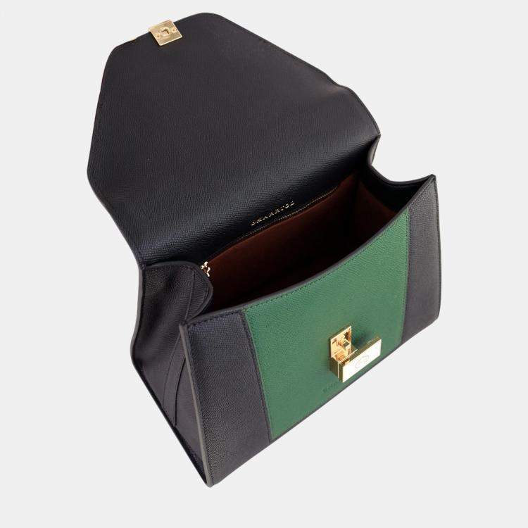 Pre Owned Charriol Black & Dark Green Leather LE REVE Handbag