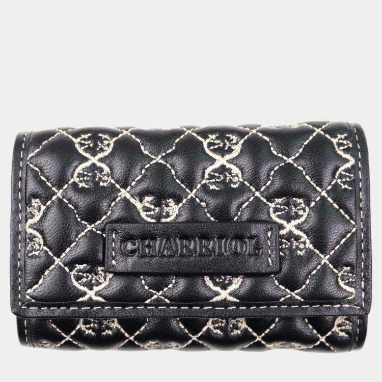 Pre Owned Charriol Black / Beige Leather Quilted Purses