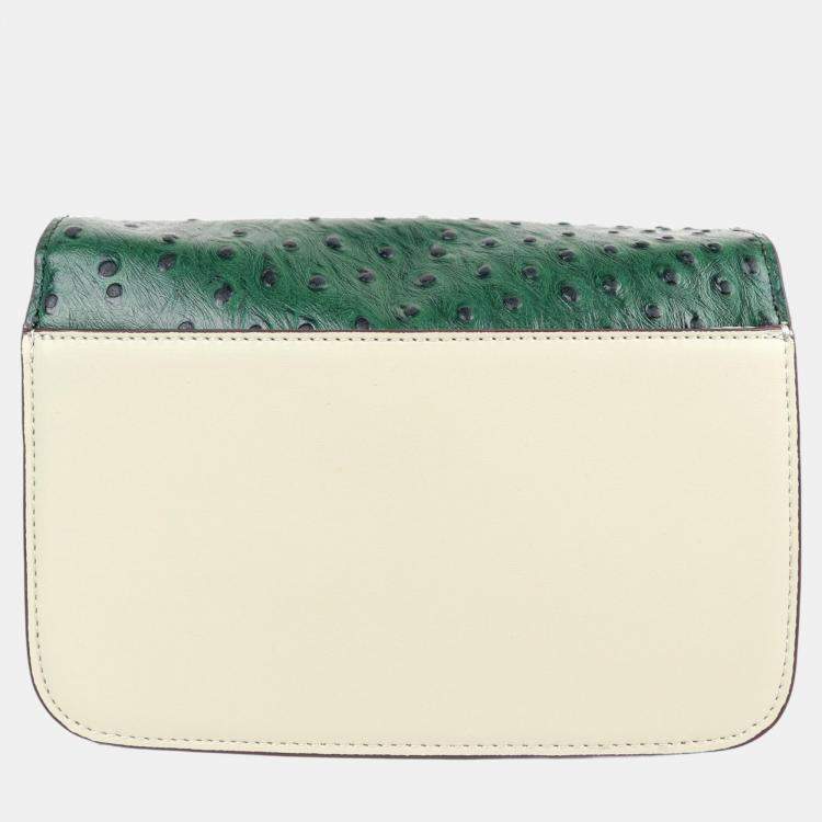 Pre Owned Charriol Green/Beige/Grey Leather LE REVE Crossbody
