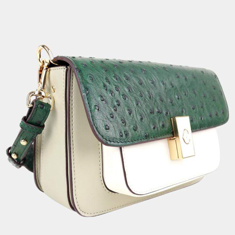 Pre Owned Charriol Green/Beige/Grey Leather LE REVE Crossbody