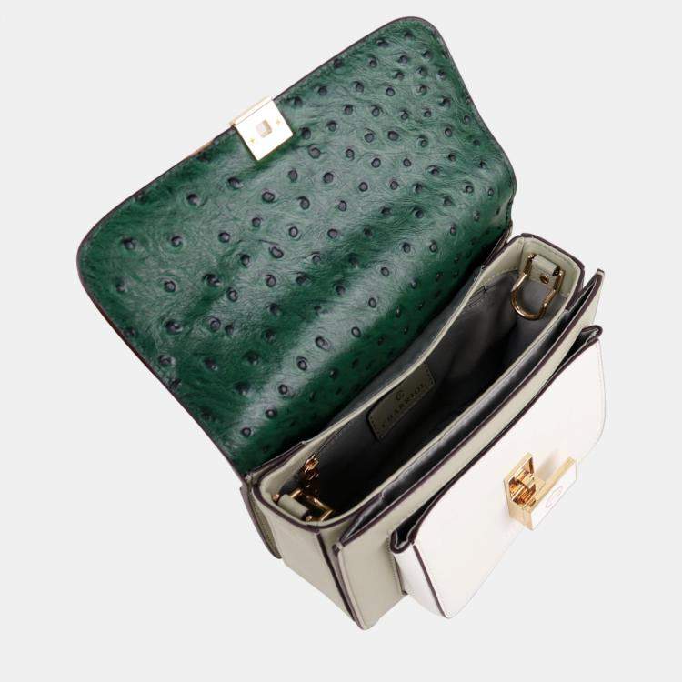 Pre Owned Charriol Green/Beige/Grey Leather LE REVE Crossbody