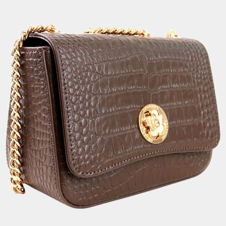 Pre Owned Charriol Dark Brown Leather LaetitiaClassic Handbag