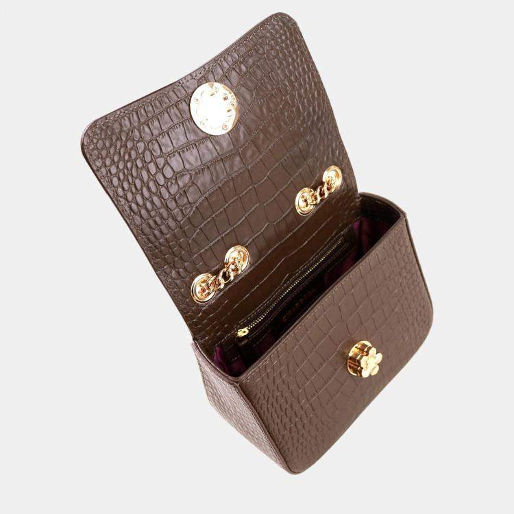 Pre Owned Charriol Dark Brown Leather LaetitiaClassic Handbag