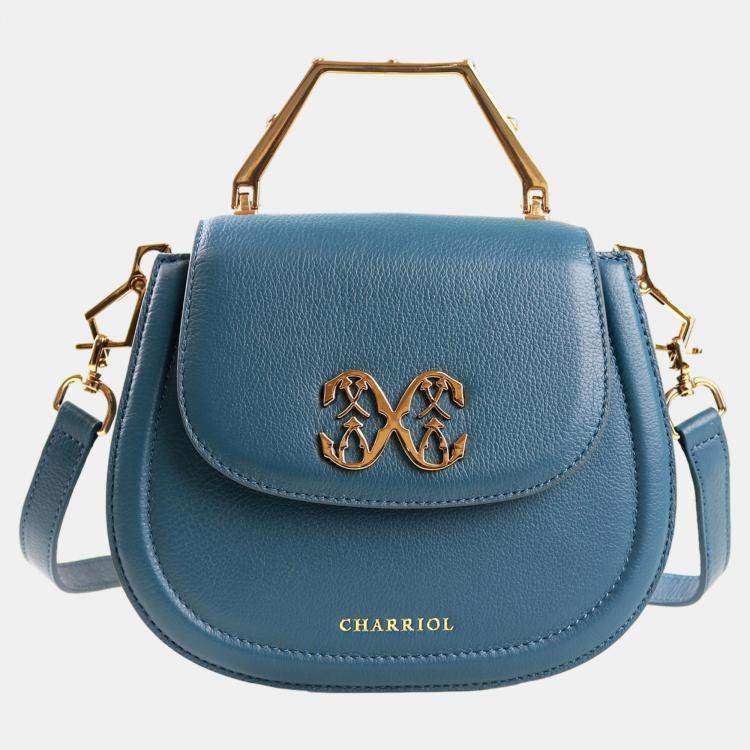 Olga Knotted Crystal-Embellished Shoulder Bag Blue