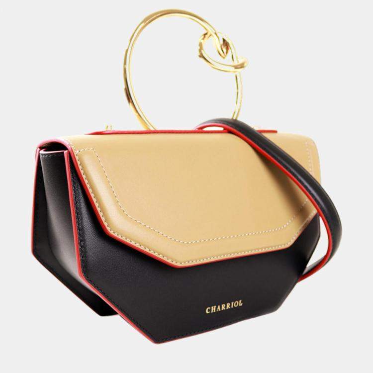 Pre Owned Charriol Black/Yellow Leather ZENITUDE Handbag
