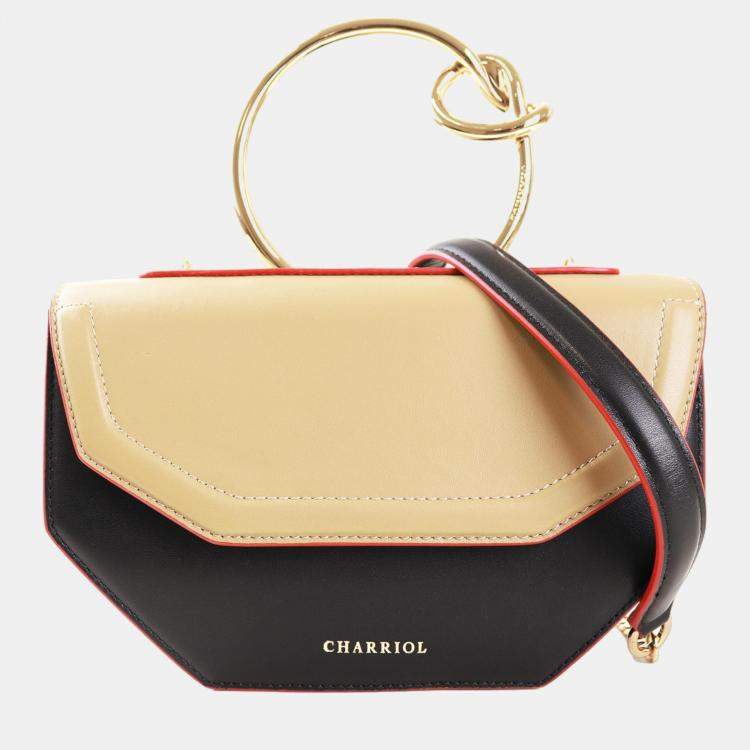 Pre Owned Charriol Black/Yellow Leather ZENITUDE Handbag