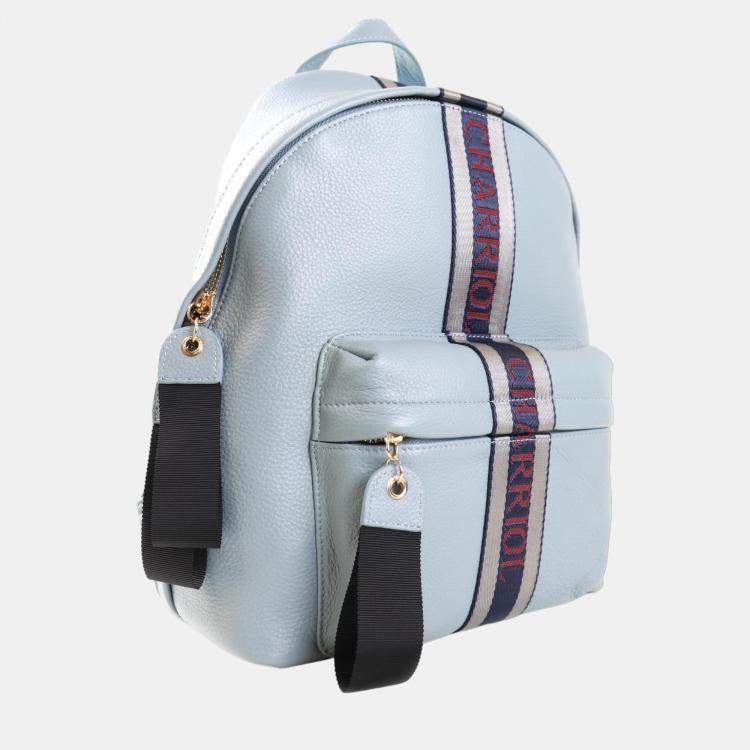 Pre Owned Charriol Light Blue Leather Deauville Back Pack