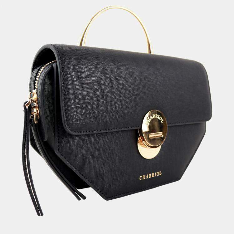 Pre Owned Charriol Black Leather Cetic Legacy Crossbody