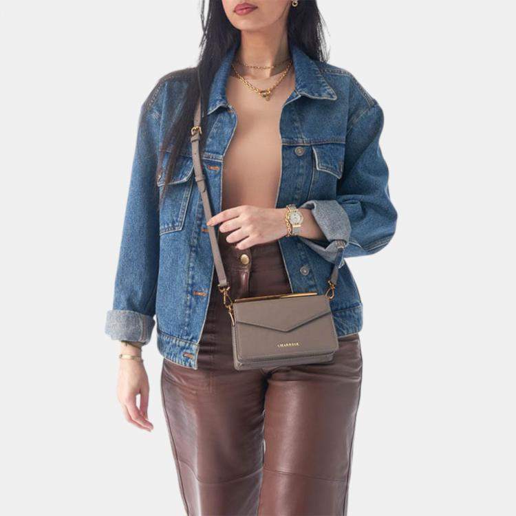 Pre Owned Charriol Grey Leather Cassis Crossbody