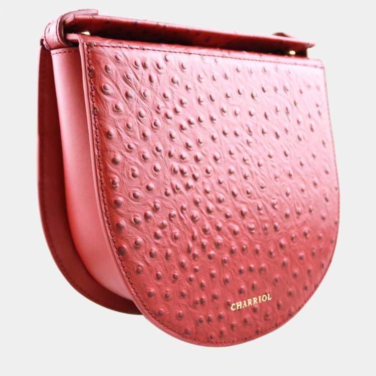 Pre Owned Charriol Bordeaux Leather Passion Ostrich Crossbody