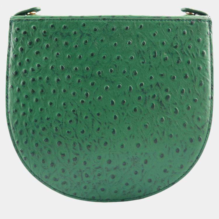 Pre Owned Charriol Green Leather Passion Ostrich Crossbody