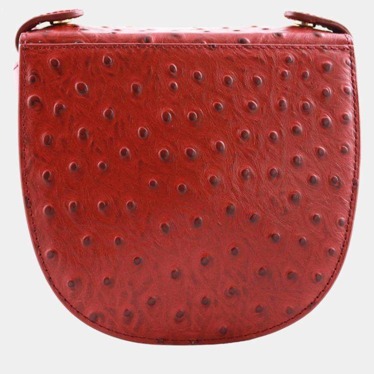 Pre Owned Charriol Bordeaux Leather Passion Ostrich Crossbody