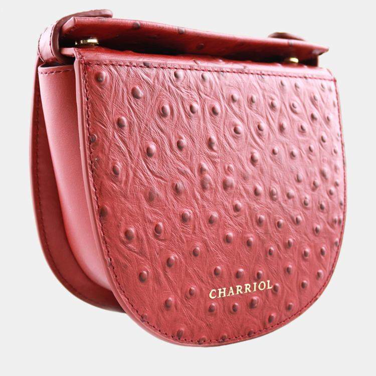 Pre Owned Charriol Bordeaux Leather Passion Ostrich Crossbody