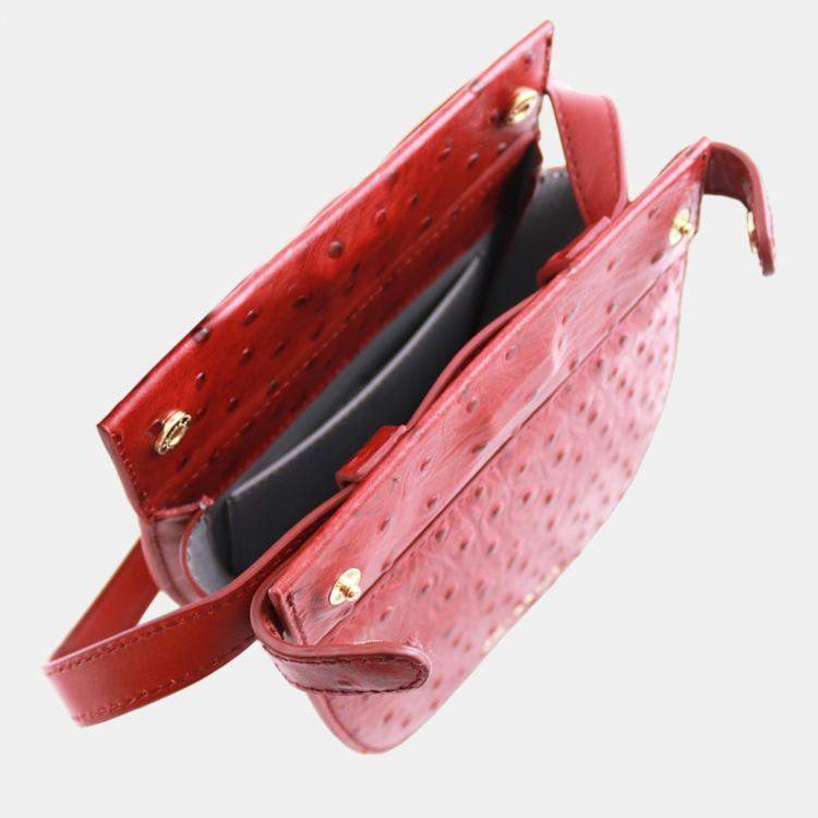 Pre Owned Charriol Bordeaux Leather Passion Ostrich Crossbody