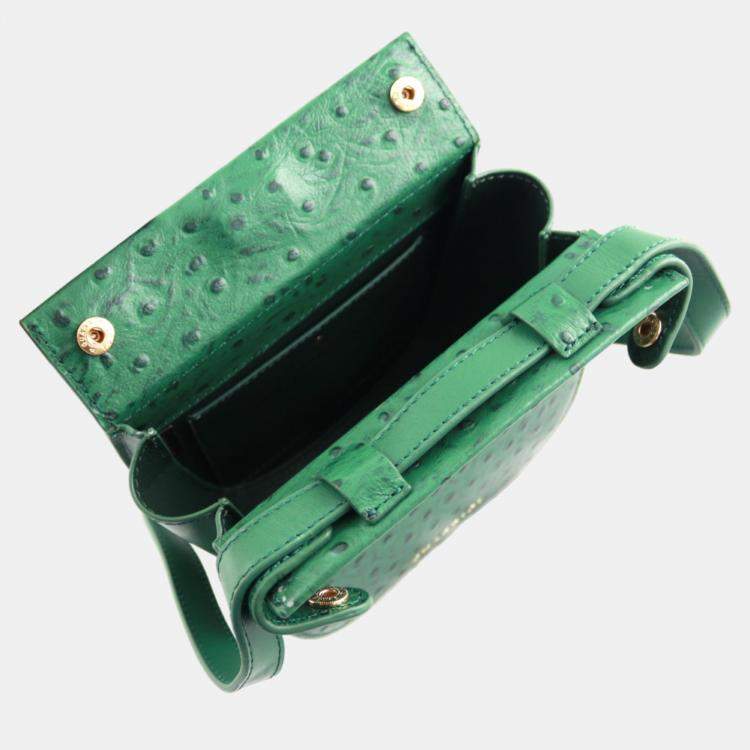 Pre Owned Charriol Green Leather Passion Ostrich Crossbody