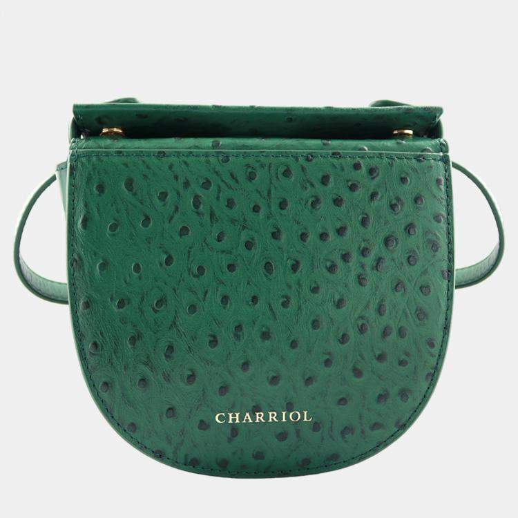 Pre Owned Charriol Green Leather Passion Ostrich Crossbody