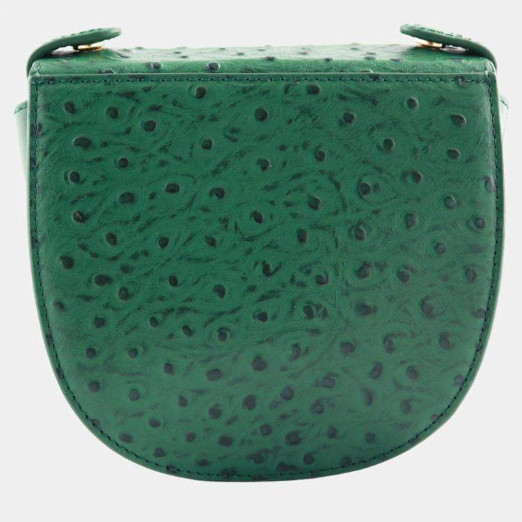 Pre Owned Charriol Green Leather Passion Ostrich Crossbody