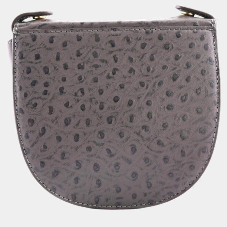 Pre Owned Charriol Grey Leather Passion Ostrich Crossbody