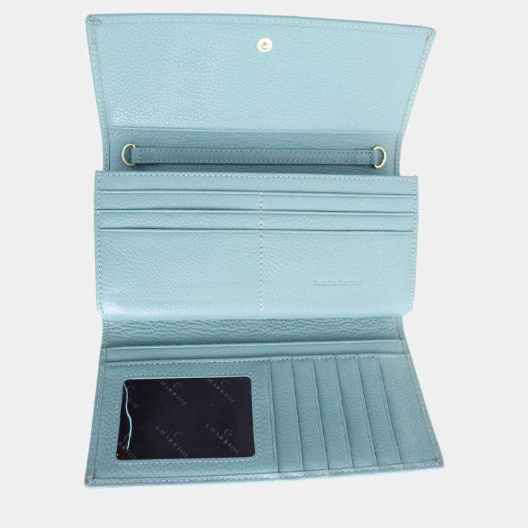 Pre Owned Charriol Light Blue Leather  Wallet