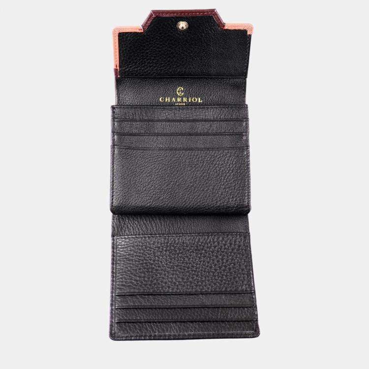 Pre Owned Charriol Black/Dark Pink Leather Forever Wallet