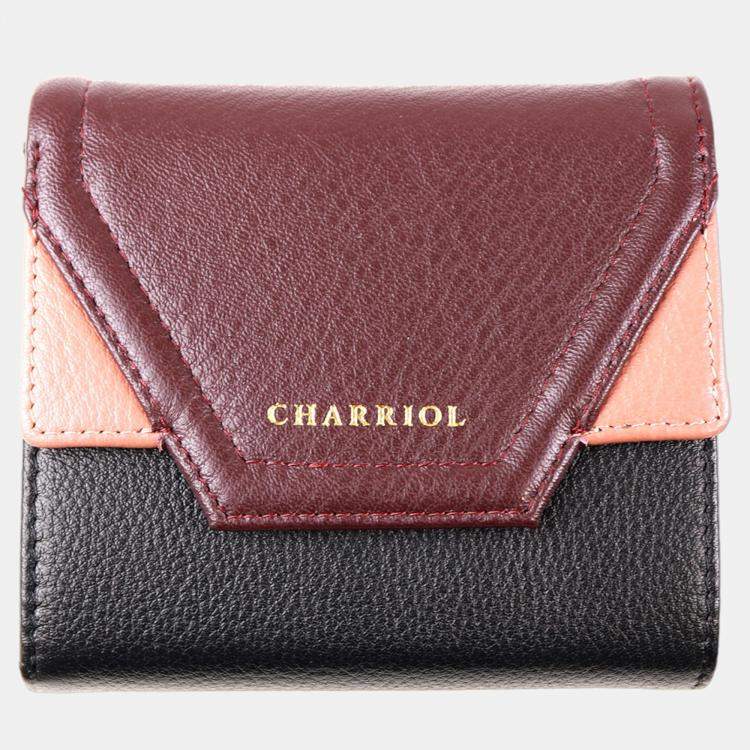 Pre Owned Charriol Black/Dark Pink Leather Forever Wallet