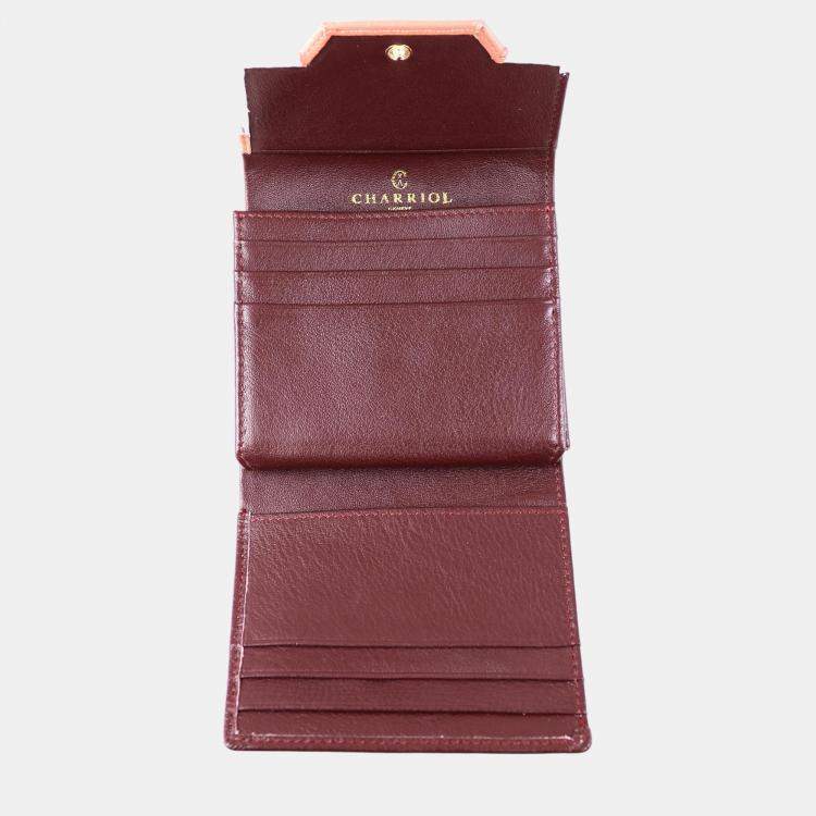 Pre Owned Charriol Wine/Cream Leather Forever Wallet
