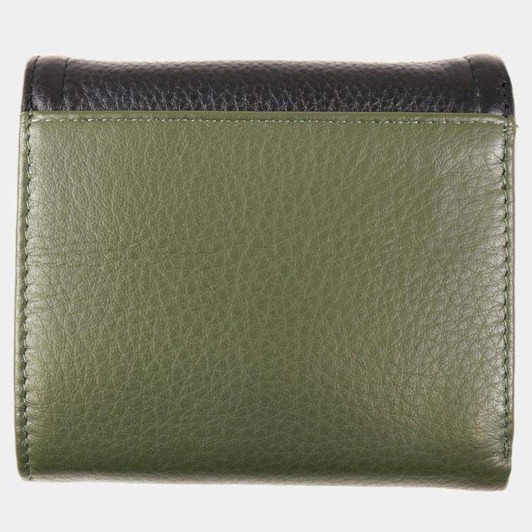 Pre Owned Charriol Green/Cream Leather Forever Wallet