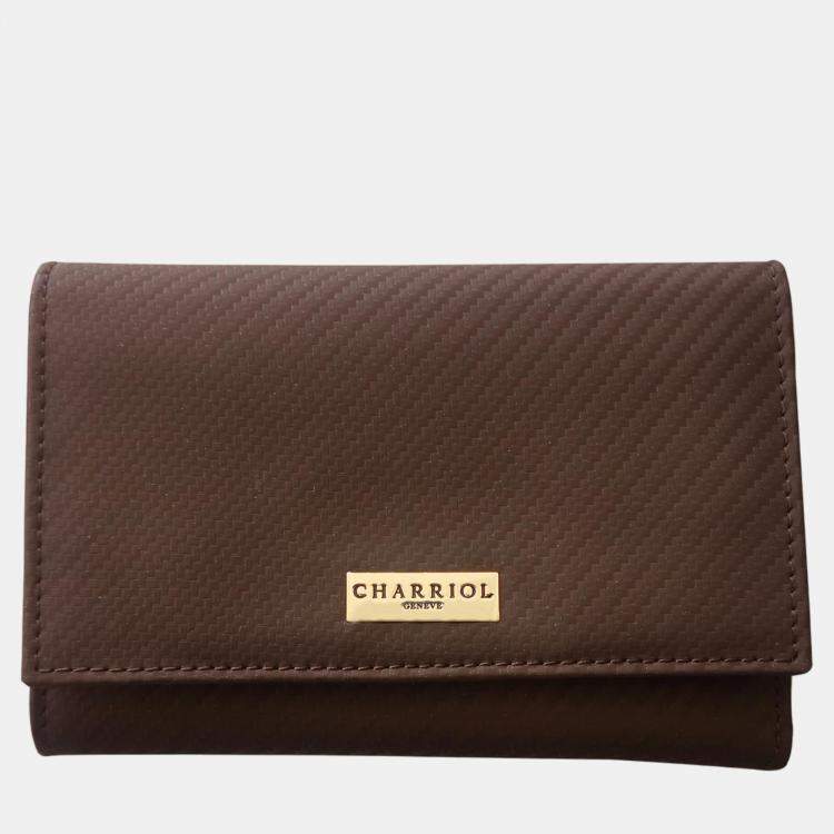Pre Owned Charriol Brown Leather Carbon Wallet