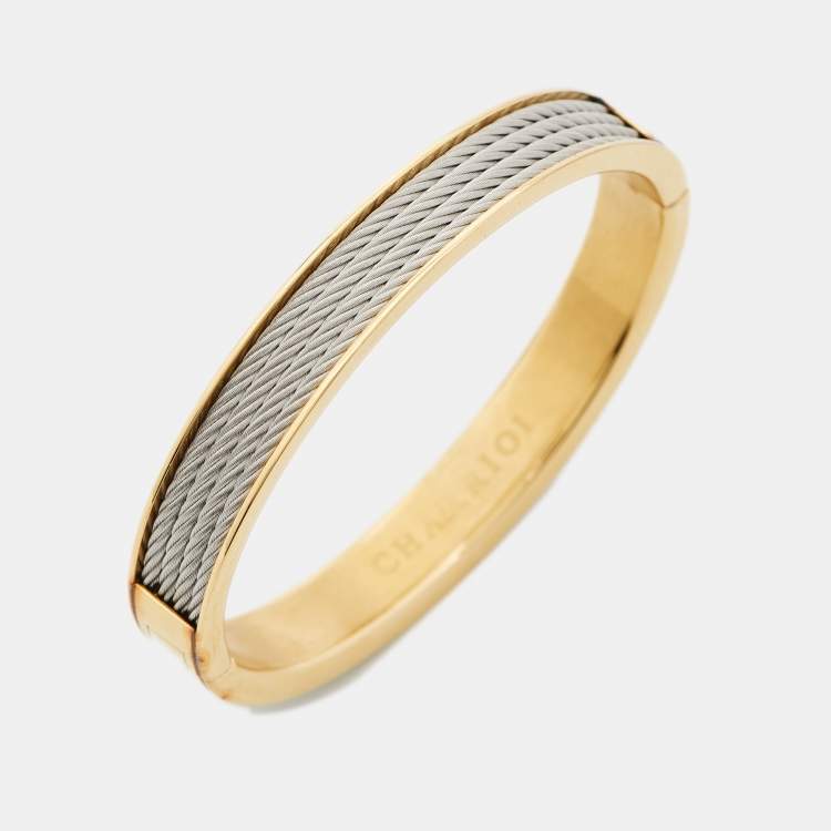 Pre Owned Charriol Forever Gold Tone Stainless Steel Bangle Bracelet L