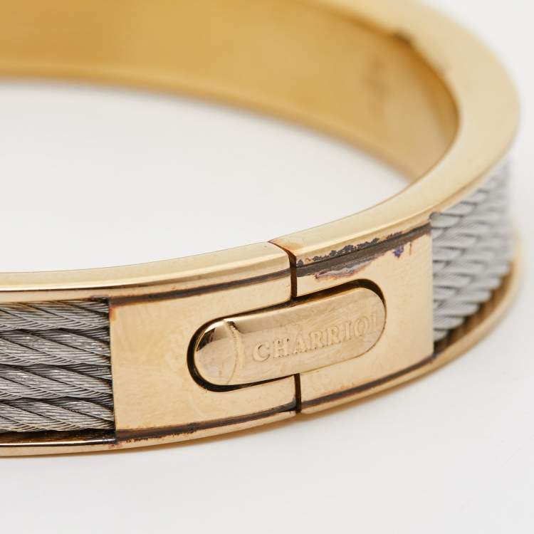 Pre Owned Charriol Forever Gold Tone Stainless Steel Bangle Bracelet L