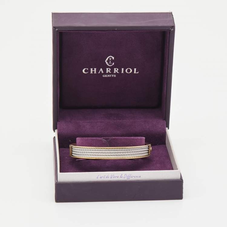 Pre Owned Charriol Forever Gold Tone Stainless Steel Bangle Bracelet L