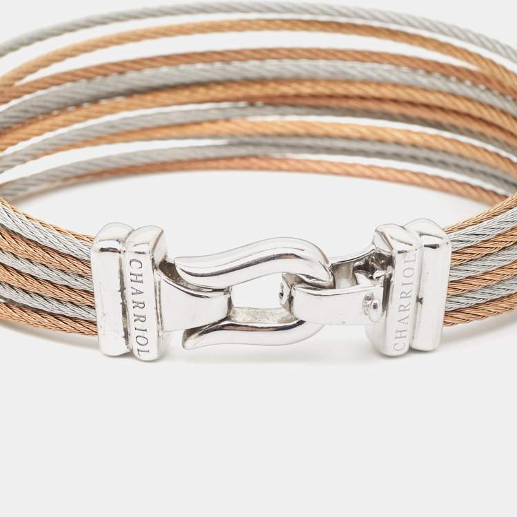 Pre Owned Charriol Brilliant Two Tone Meal Cable Bangle Bracelet