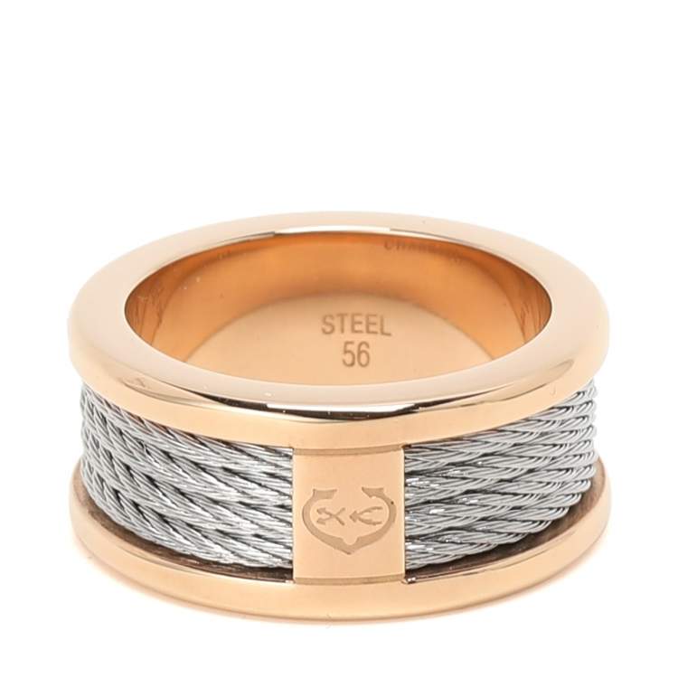 Pre Owned Charriol Rose/Silver Tone Steel Forever Band Ring 56