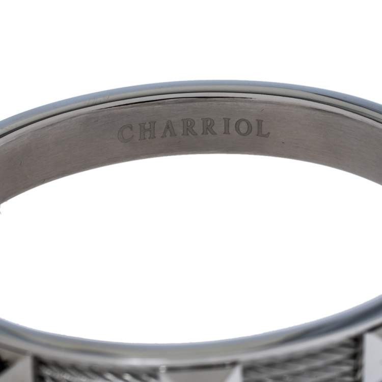 Pre Owned Charriol Steel Forever Studded Twisted Cable Cuff Bracelet L