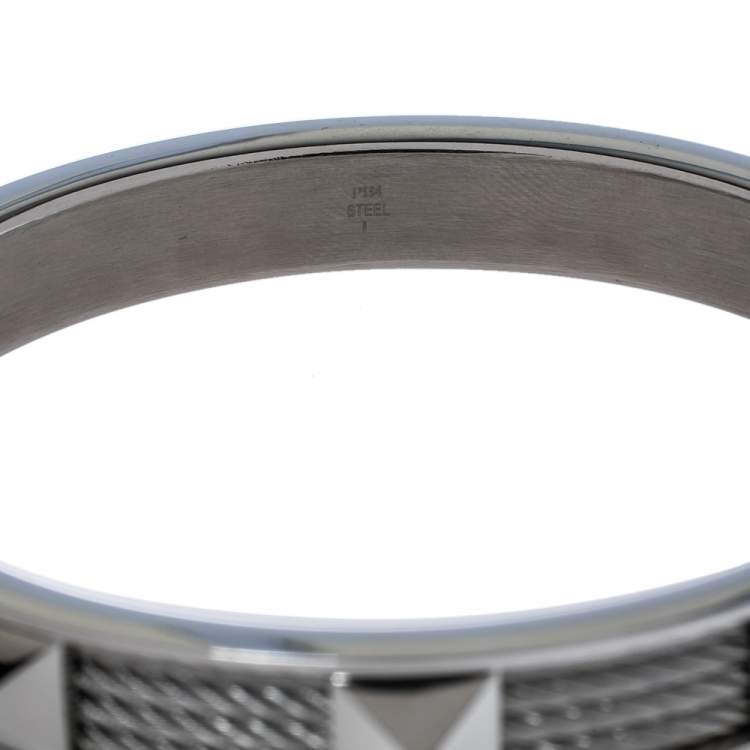 Pre Owned Charriol Steel Forever Studded Twisted Cable Cuff Bracelet L