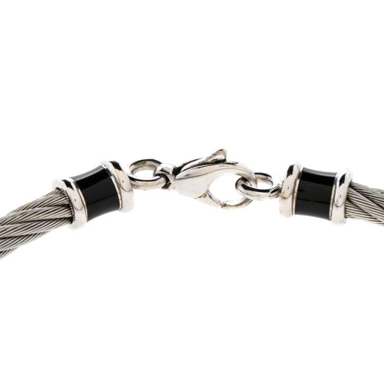 Pre Owned Charriol Silver Tone Cable Wire Enamel Choker Necklace
